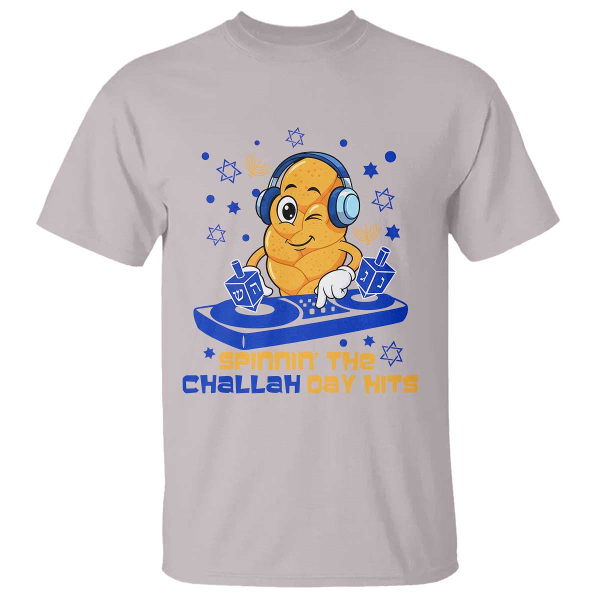 Hanukkah DJ Challah And Dreidel T Shirt Funny Jewish Gift TS12 Ice Gray Print Your Wear