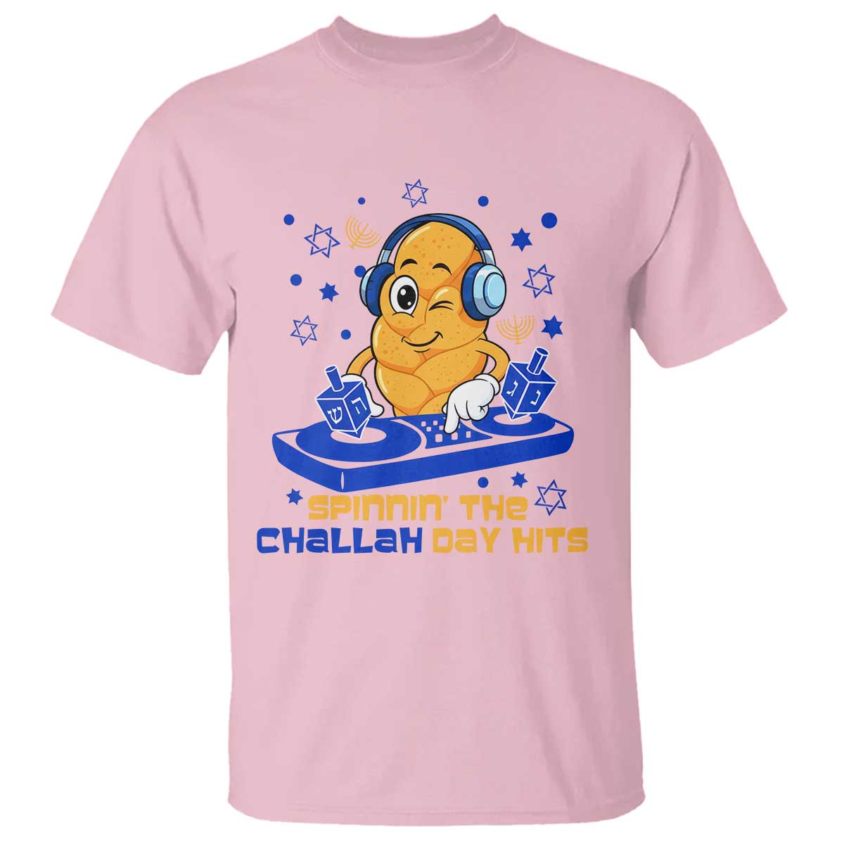 Hanukkah DJ Challah And Dreidel T Shirt Funny Jewish Gift TS12 Light Pink Print Your Wear