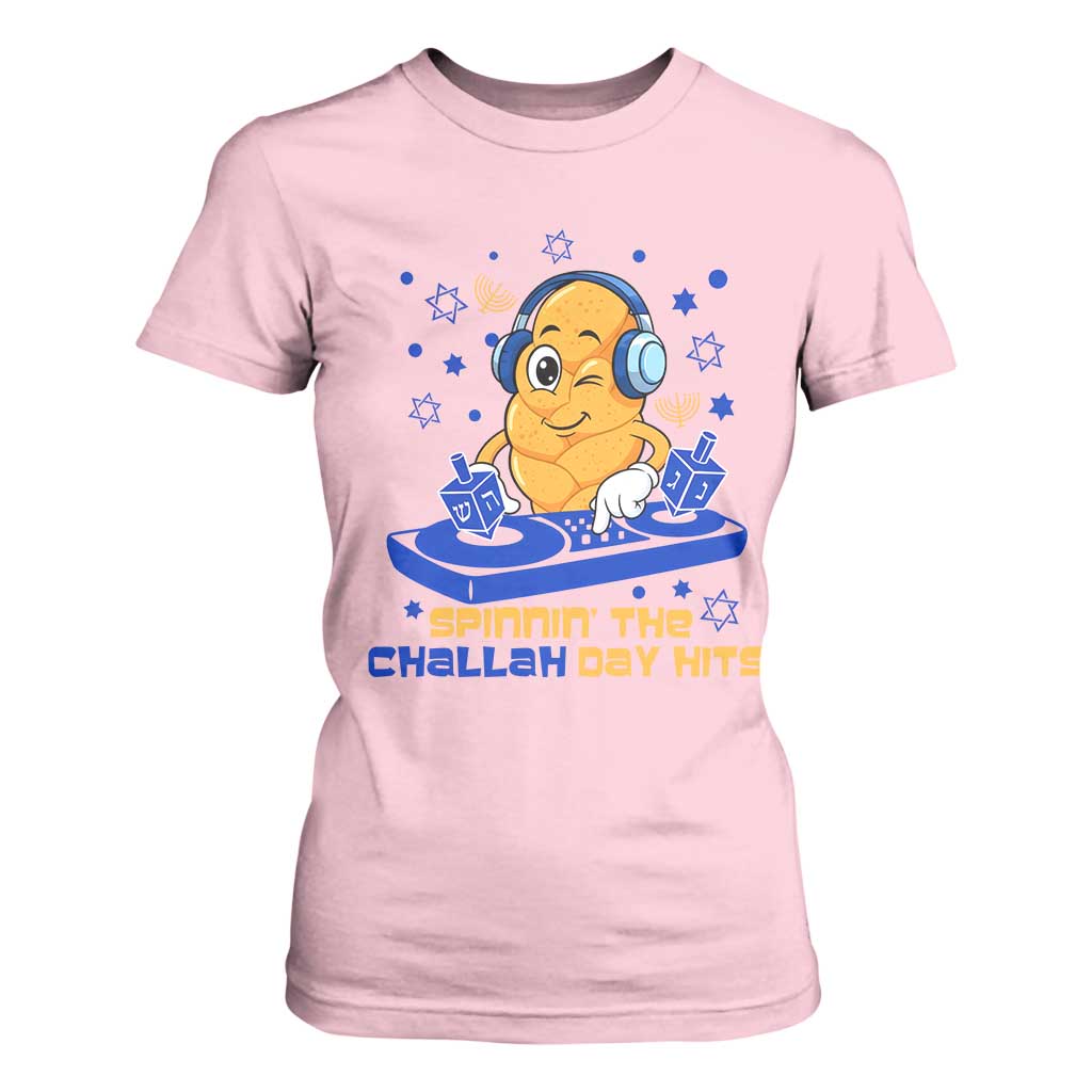 Hanukkah DJ Challah And Dreidel T Shirt For Women Funny Jewish Gift TS12 Light Pink Print Your Wear