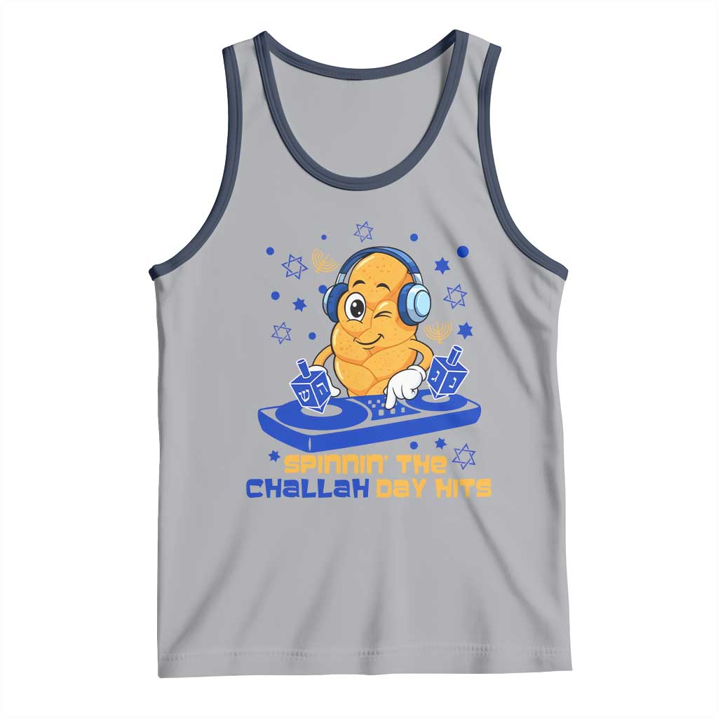 Hanukkah DJ Challah And Dreidel Tank Top Funny Jewish Gift TS12 Athletic Heather Navy Print Your Wear