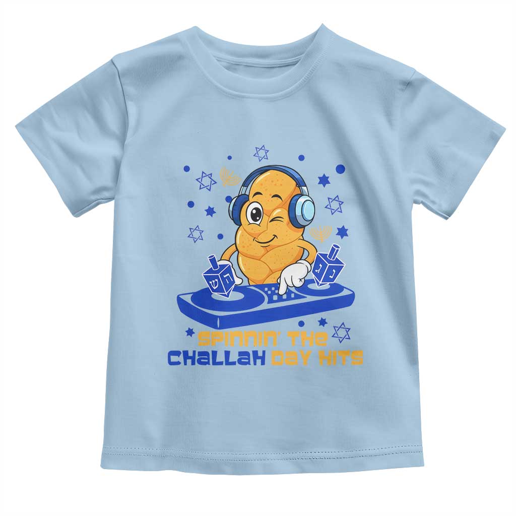 Hanukkah DJ Challah And Dreidel Toddler T Shirt Funny Jewish Gift TS12 Light Blue Print Your Wear