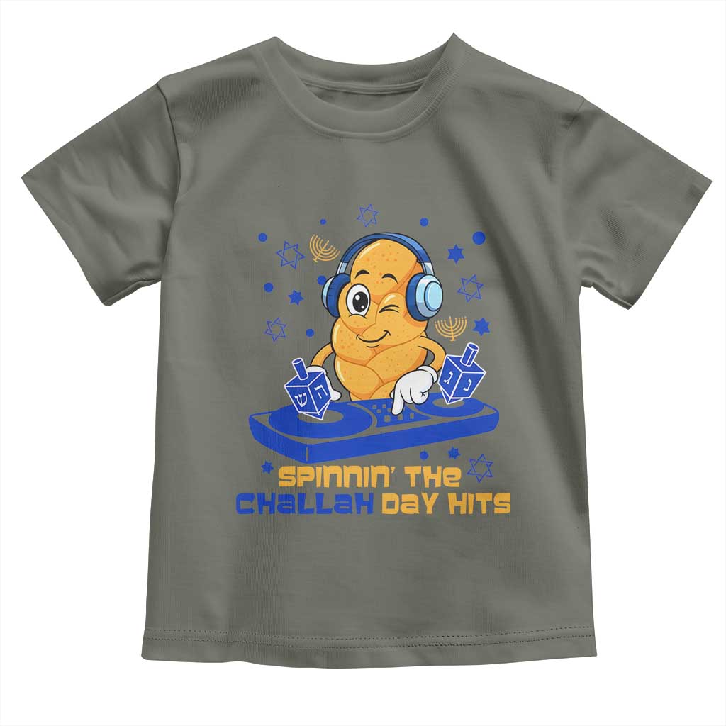 Hanukkah DJ Challah And Dreidel Toddler T Shirt Funny Jewish Gift TS12 Military Green Print Your Wear