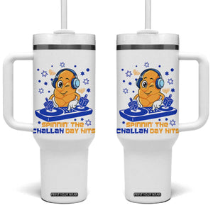 Hanukkah DJ Challah And Dreidel Tumbler With Handle Funny Jewish Gift TS12 One Size: 40 oz White Print Your Wear