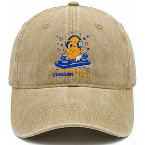Hanukkah DJ Challah And Dreidel Washed Cotton Baseball Cap Funny Jewish Gift TS12 Print Your Wear