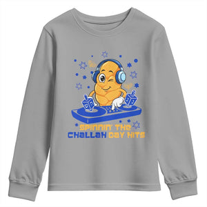 Hanukkah DJ Challah And Dreidel Youth Sweatshirt Funny Jewish Gift TS12 Sport Gray Print Your Wear