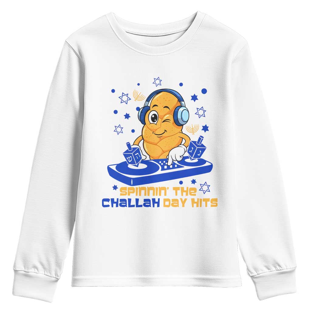Hanukkah DJ Challah And Dreidel Youth Sweatshirt Funny Jewish Gift TS12 White Print Your Wear