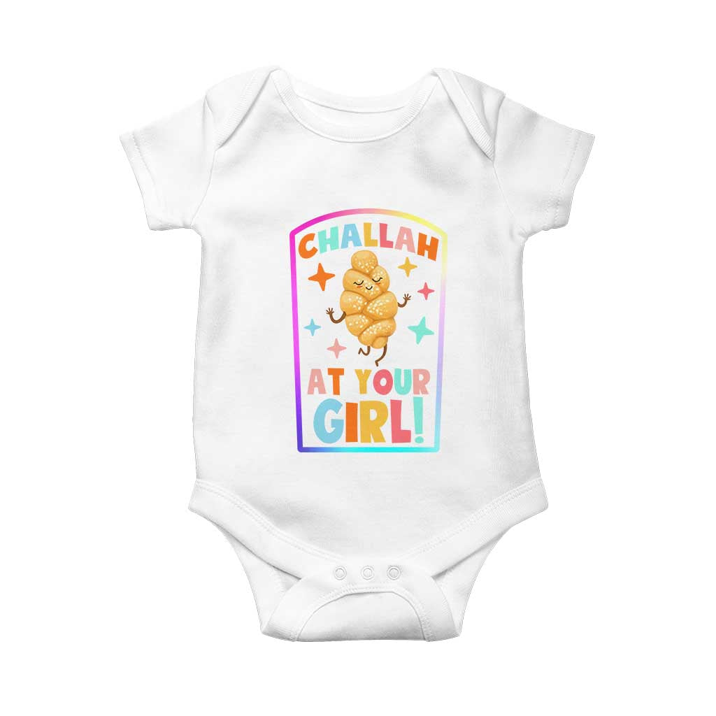 Funny Hanukkah Challah At Ya Girl Baby Onesie Jewish Chanukah Bread Gift TS12 White Print Your Wear