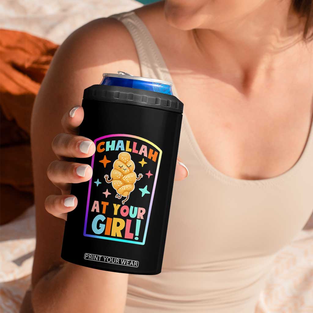 Funny Hanukkah Challah At Ya Girl 4 in 1 Can Cooler Tumbler Jewish Chanukah Bread Gift TS12 Print Your Wear