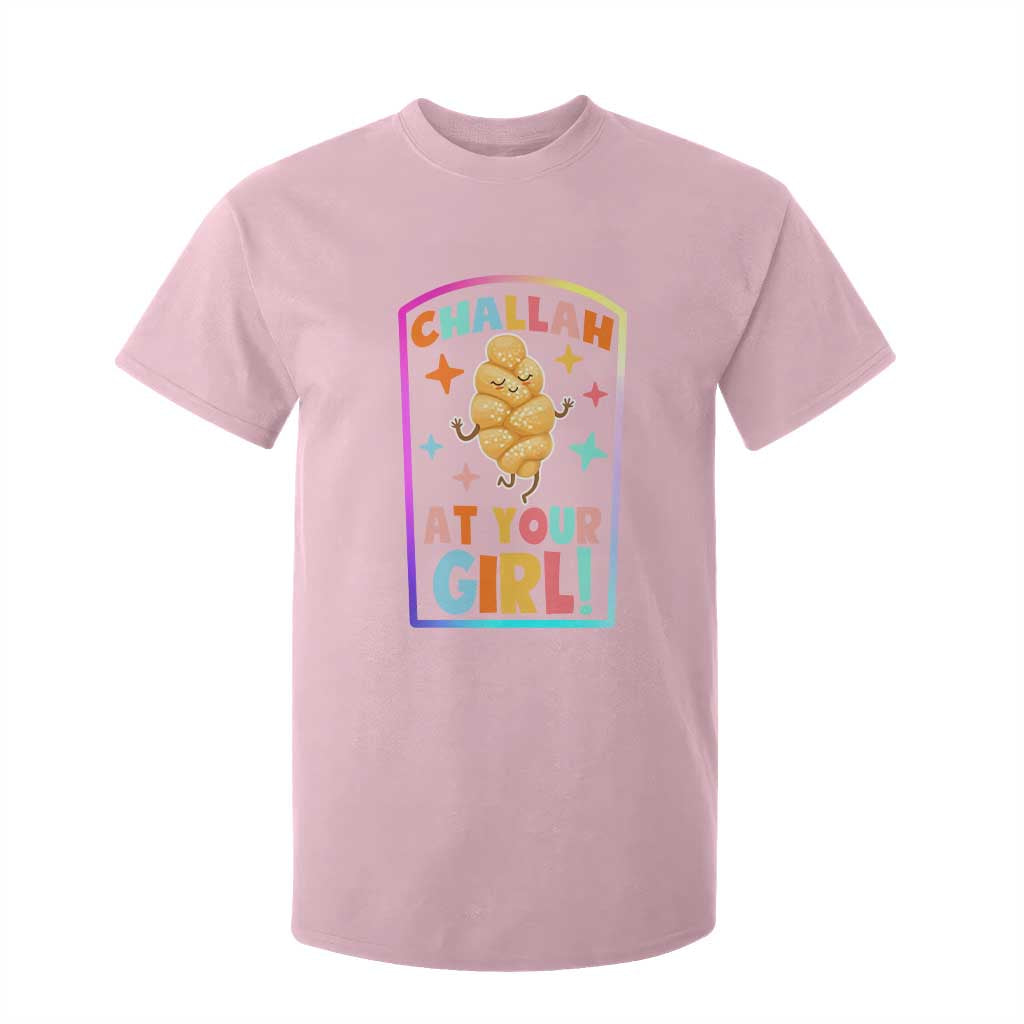 Funny Hanukkah Challah At Ya Girl T Shirt For Kid Jewish Chanukah Bread Gift TS12 Light Pink Print Your Wear