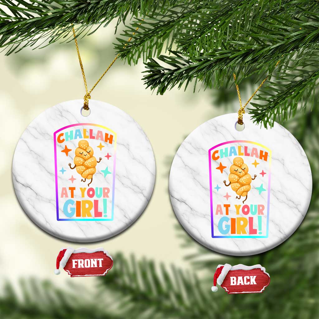 Funny Hanukkah Challah At Ya Girl Ceramic Ornament Jewish Chanukah Bread Gift TS12 1pc White Marble Print Your Wear