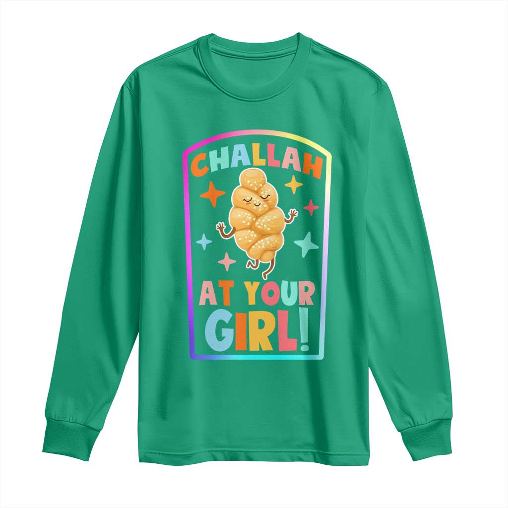Funny Hanukkah Challah At Ya Girl Long Sleeve Shirt Jewish Chanukah Bread Gift TS12 Irish Green Print Your Wear