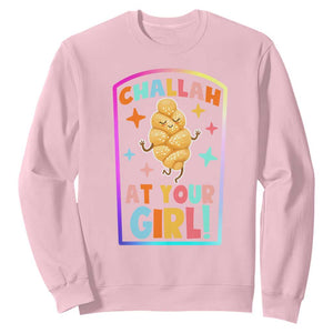 Funny Hanukkah Challah At Ya Girl Sweatshirt Jewish Chanukah Bread Gift TS12 Light Pink Print Your Wear