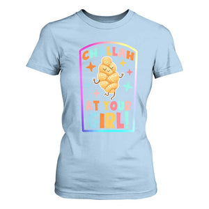 Funny Hanukkah Challah At Ya Girl T Shirt For Women Jewish Chanukah Bread Gift TS12 Light Blue Print Your Wear