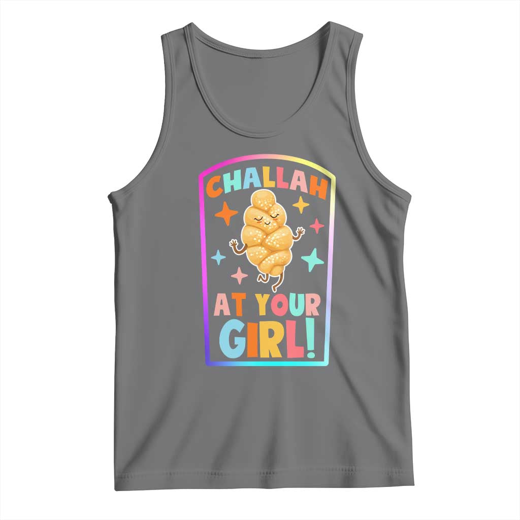 Funny Hanukkah Challah At Ya Girl Tank Top Jewish Chanukah Bread Gift TS12 Black Heather Print Your Wear