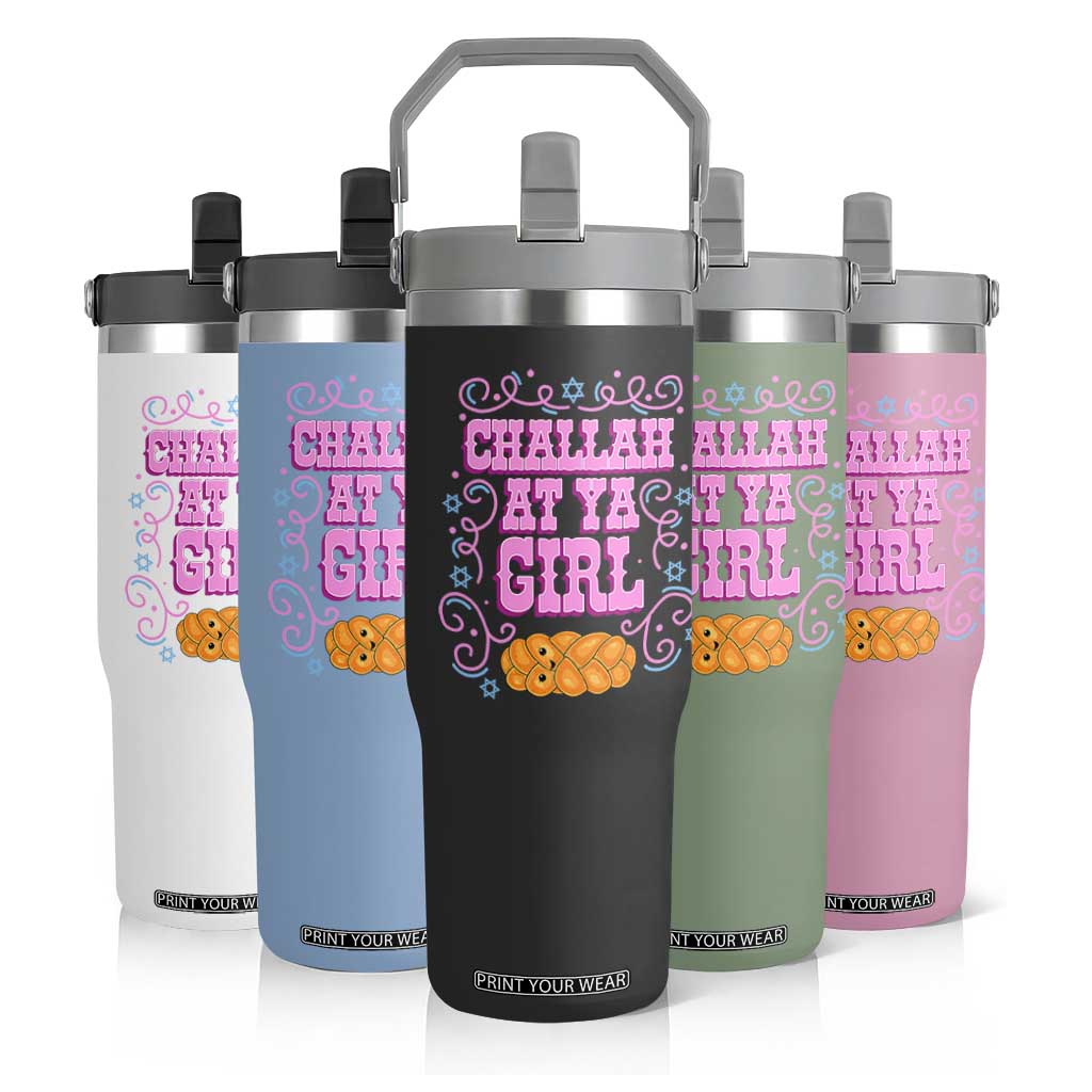Funny Jewish Holiday Flip Straw Tumbler Challah At Ya Girl Gift TS12 Print Your Wear