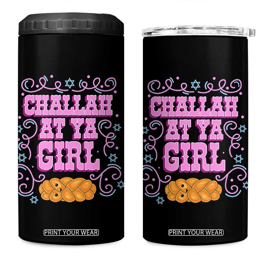 Funny Jewish Holiday 4 in 1 Can Cooler Tumbler Challah At Ya Girl Gift TS12 One Size: 16 oz Black Print Your Wear