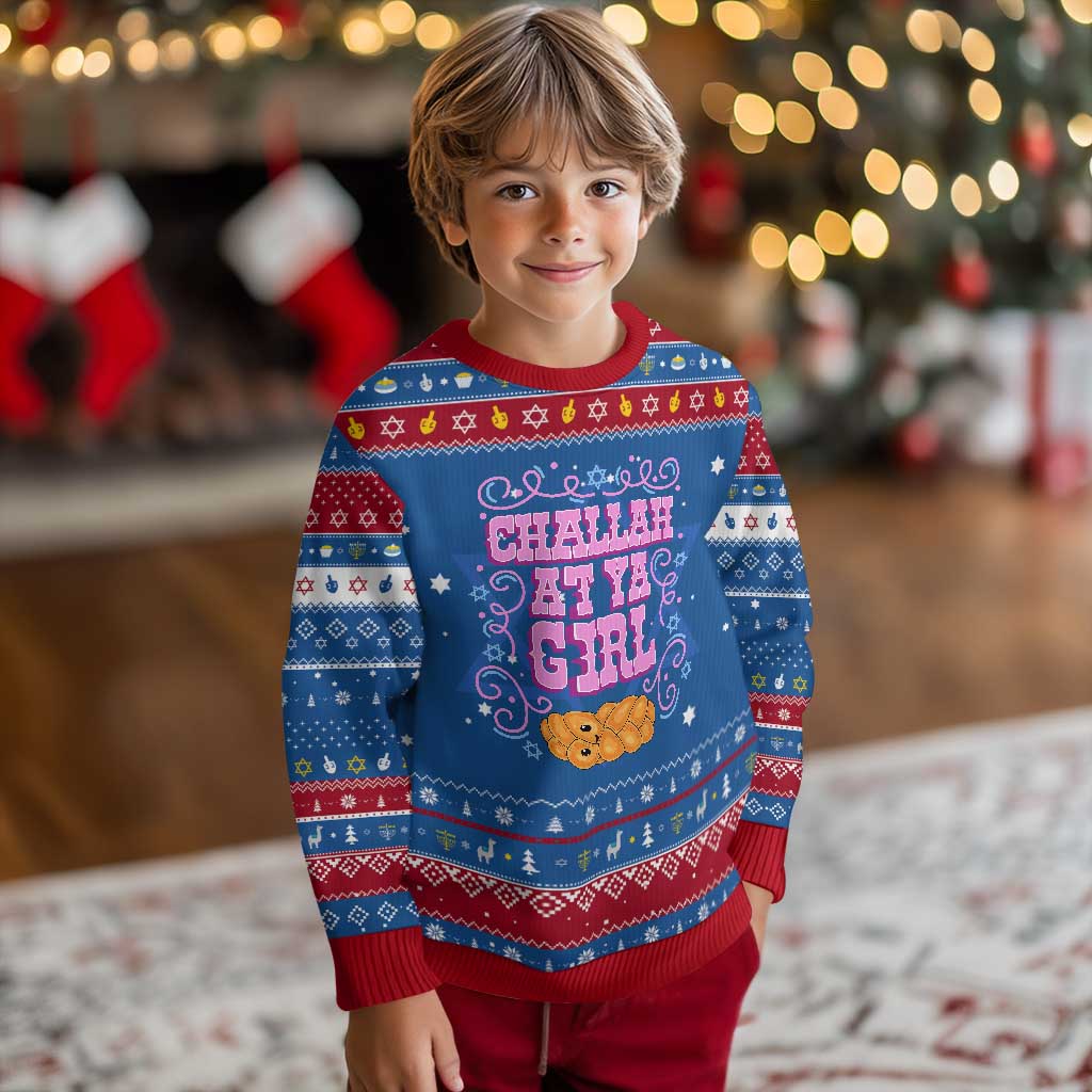 Funny Jewish Holiday Hanukkah Ugly Sweater Challah At Ya Girl Gift TS12 Blue Red Print Your Wear