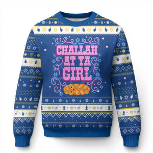 Funny Jewish Holiday Hanukkah Ugly Sweater Challah At Ya Girl Gift TS12 Blue White Print Your Wear