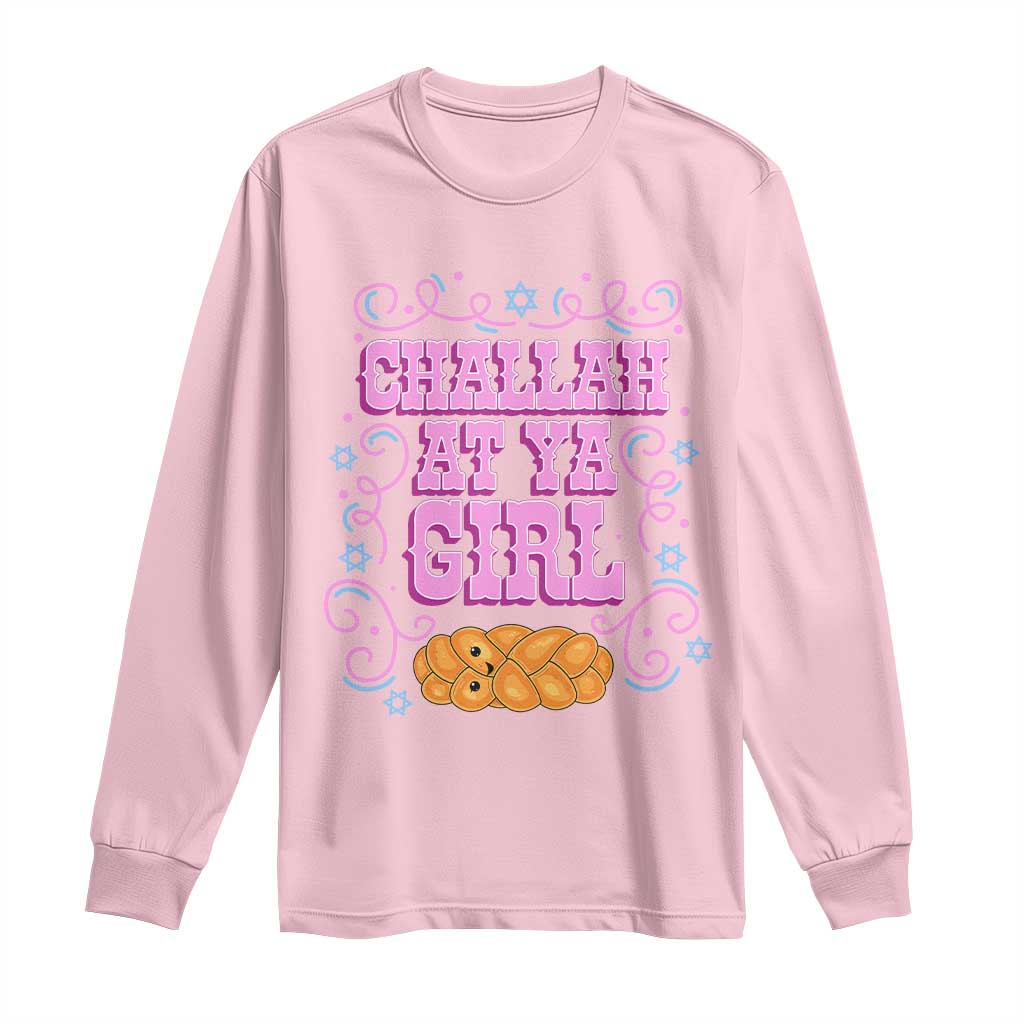 Funny Jewish Holiday Long Sleeve Shirt Challah At Ya Girl Gift TS12 Light Pink Print Your Wear