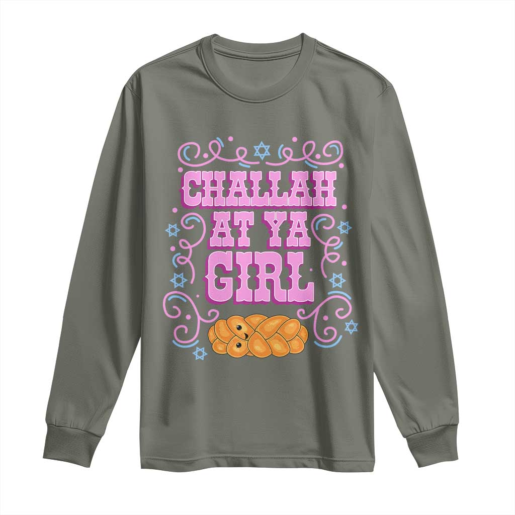 Funny Jewish Holiday Long Sleeve Shirt Challah At Ya Girl Gift TS12 Military Green Print Your Wear