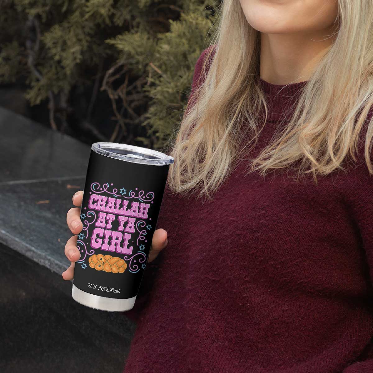 Funny Jewish Holiday Tumbler Cup Challah At Ya Girl Gift TS12 Print Your Wear