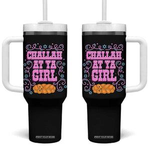 Funny Jewish Holiday Tumbler With Handle Challah At Ya Girl Gift TS12 One Size: 40 oz Black Print Your Wear
