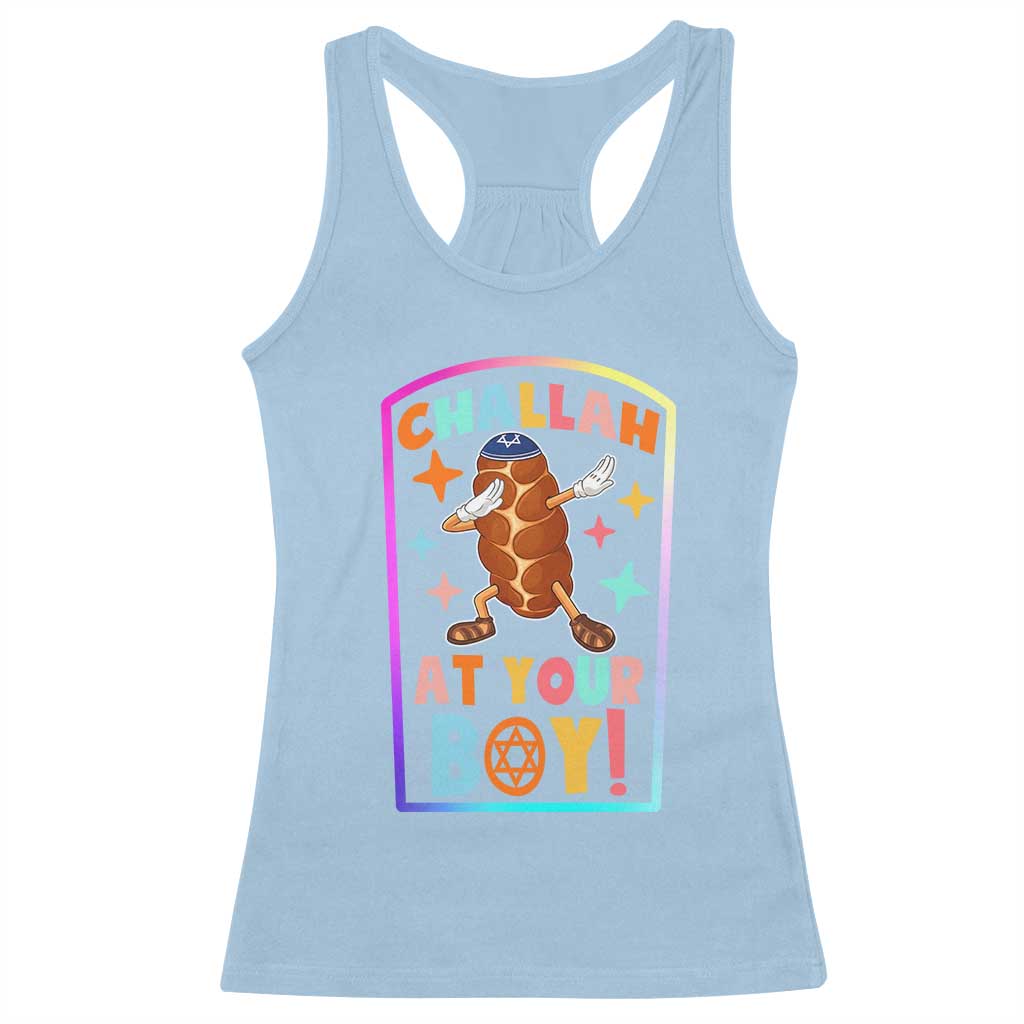 Hanukkah Challah At Ya Boy Racerback Tank Top Funny Holiday Gift TS12 Light Blue Print Your Wear