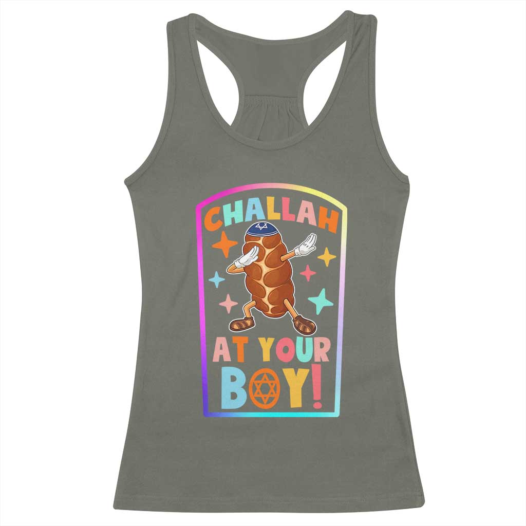 Hanukkah Challah At Ya Boy Racerback Tank Top Funny Holiday Gift TS12 Military Green Print Your Wear