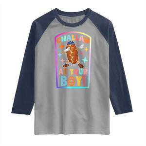 Hanukkah Challah At Ya Boy Raglan Shirt Funny Holiday Gift TS12 Sport Gray Navy Print Your Wear