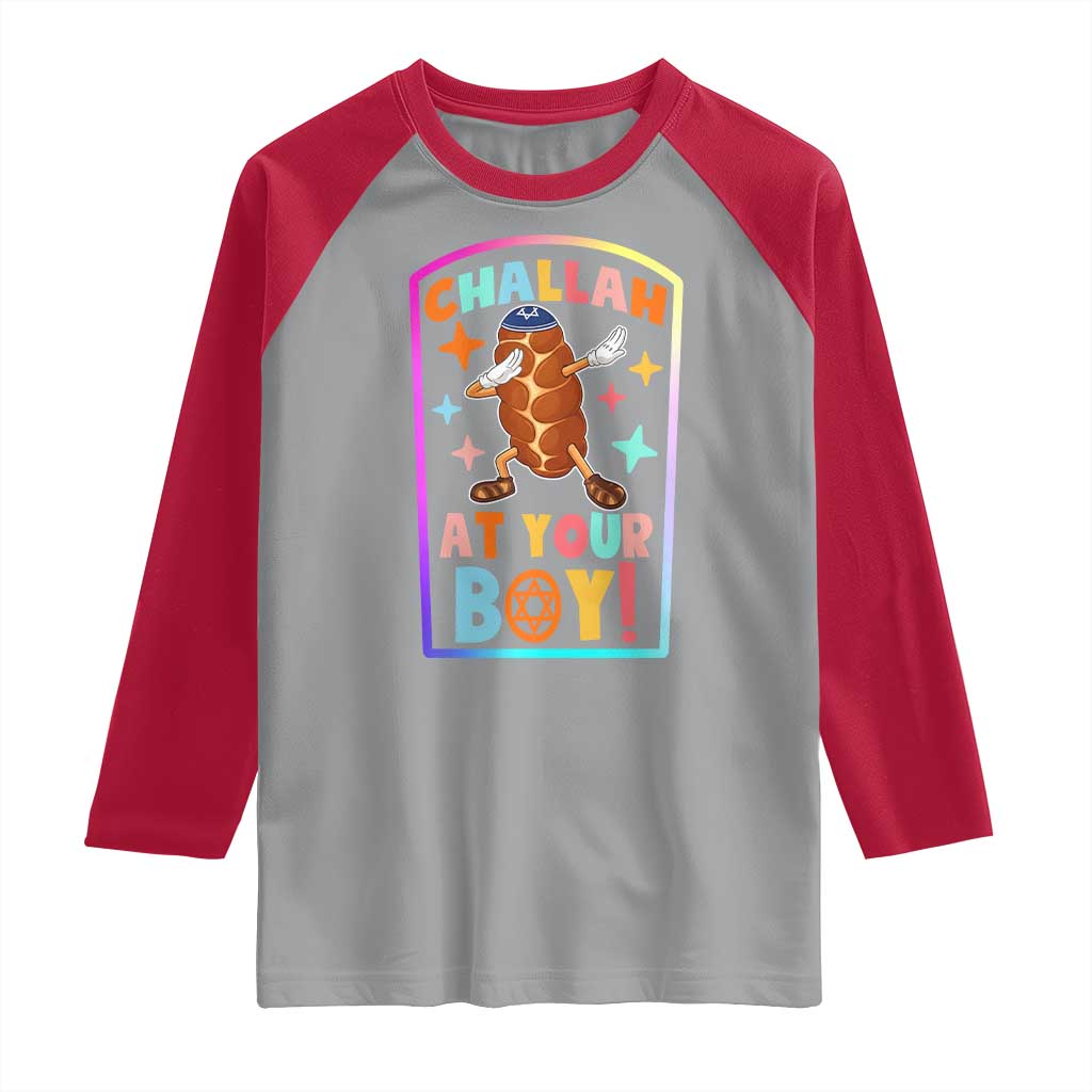 Hanukkah Challah At Ya Boy Raglan Shirt Funny Holiday Gift TS12 Sport Gray Red Print Your Wear