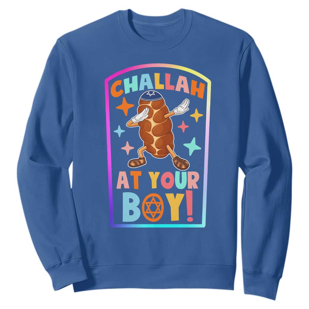 Hanukkah Challah At Ya Boy Sweatshirt Funny Holiday Gift TS12 Royal Blue Print Your Wear