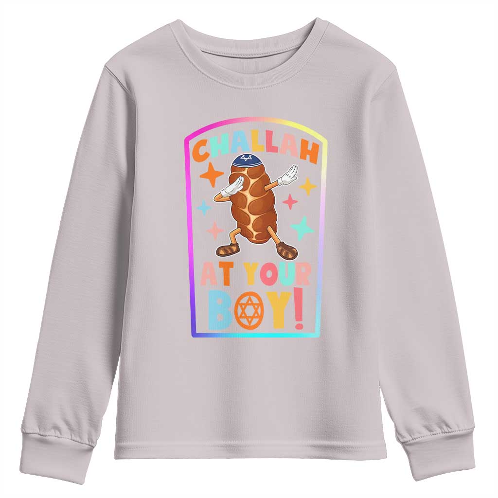 Hanukkah Challah At Ya Boy Youth Sweatshirt Funny Holiday Gift TS12 Ice Gray Print Your Wear
