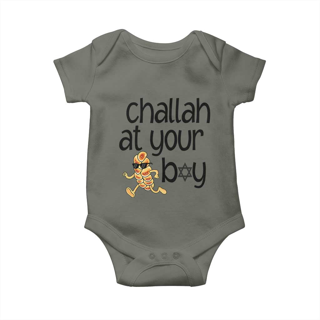 Festival Of Lights Gift Baby Onesie Hanukkah Challah At Ya Boy TS12 Military Green Print Your Wear