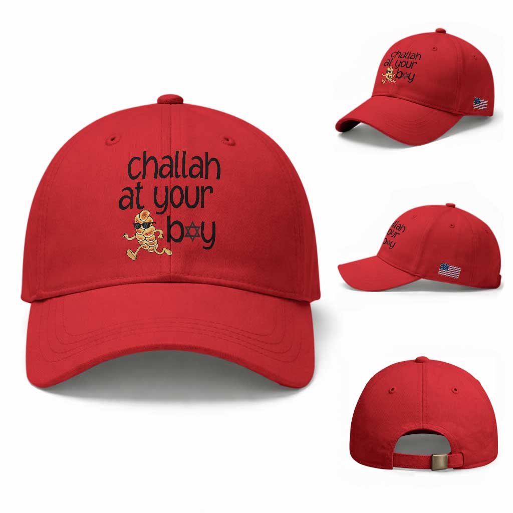 Festival Of Lights Gift Baseball Cap Hanukkah Challah At Ya Boy TS12 Baseball Cap Universal Fit Red Print Your Wear