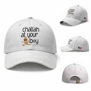 Festival Of Lights Gift Baseball Cap Hanukkah Challah At Ya Boy TS12 Baseball Cap Universal Fit White Print Your Wear