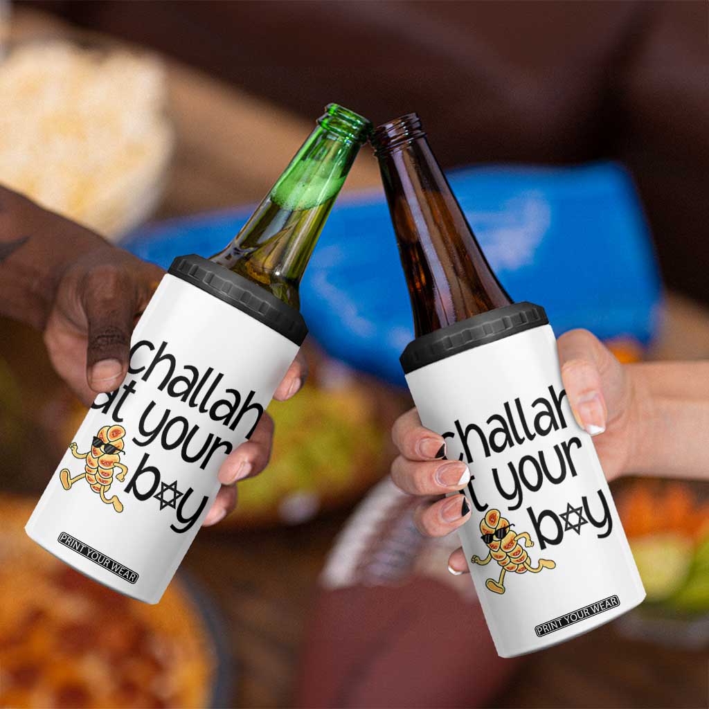 Festival Of Lights Gift 4 in 1 Can Cooler Tumbler Hanukkah Challah At Ya Boy TS12 Print Your Wear