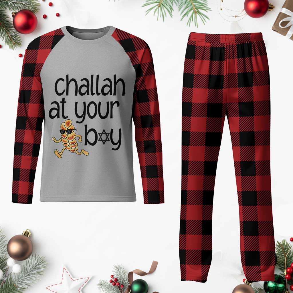 Festival Of Lights Gift Plaid Pajama Set Hanukkah Challah At Ya Boy TS12 Buffalo Plaid Print Your Wear