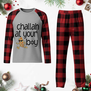 Festival Of Lights Gift Plaid Pajama Set Hanukkah Challah At Ya Boy TS12 Buffalo Plaid Print Your Wear