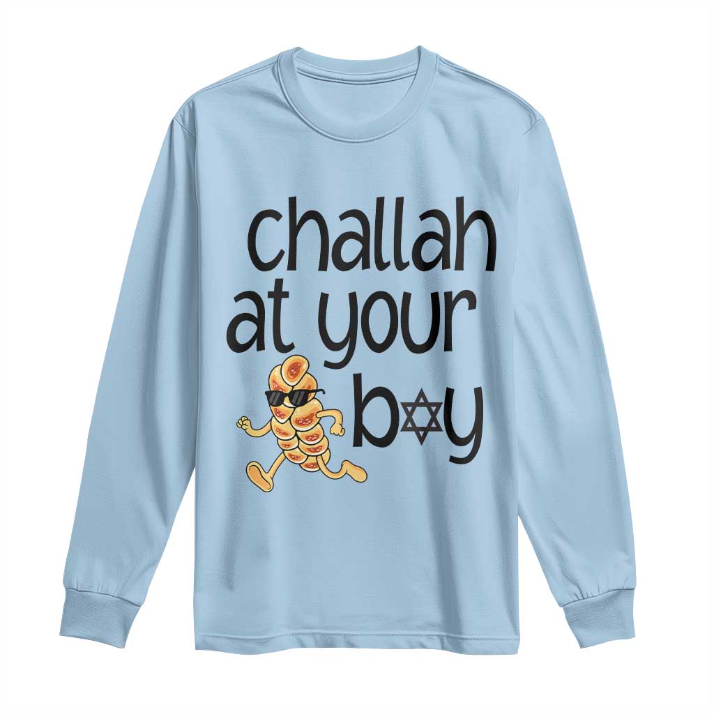 Festival Of Lights Gift Long Sleeve Shirt Hanukkah Challah At Ya Boy TS12 Light Blue Print Your Wear