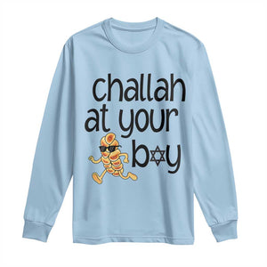 Festival Of Lights Gift Long Sleeve Shirt Hanukkah Challah At Ya Boy TS12 Light Blue Print Your Wear