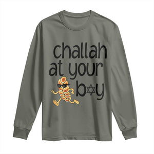 Festival Of Lights Gift Long Sleeve Shirt Hanukkah Challah At Ya Boy TS12 Military Green Print Your Wear