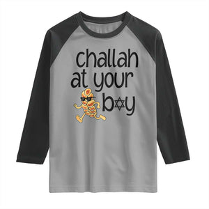 Festival Of Lights Gift Raglan Shirt Hanukkah Challah At Ya Boy TS12 Sport Gray Black Print Your Wear