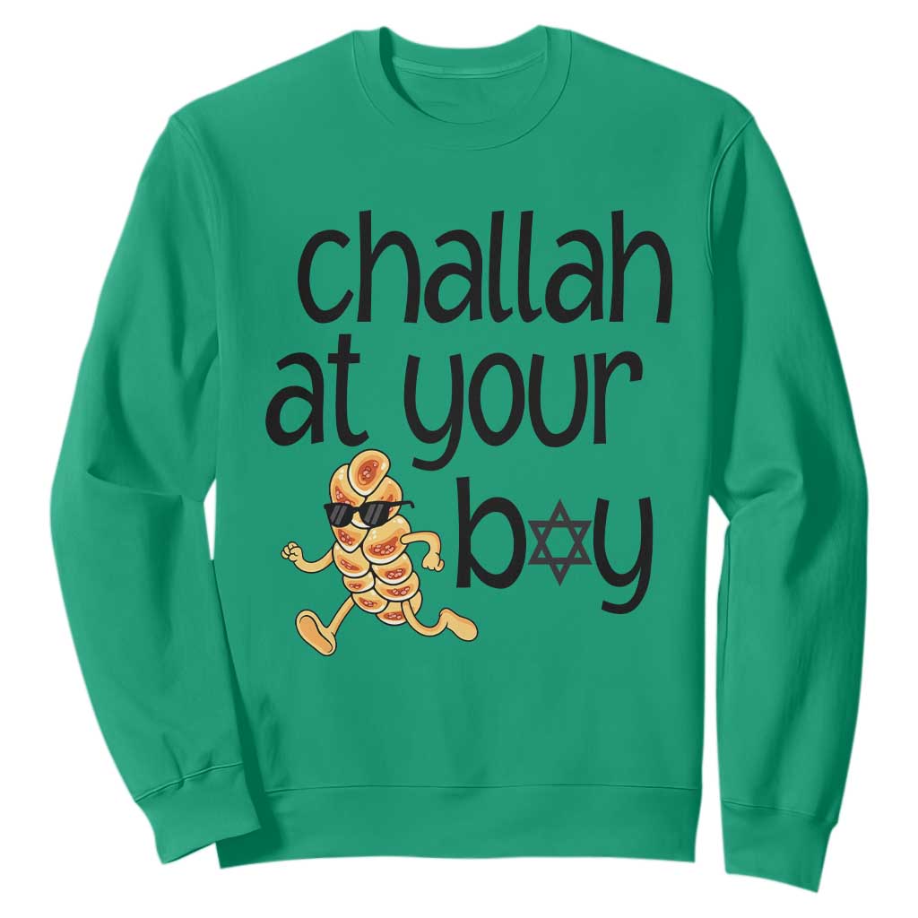 Festival Of Lights Gift Sweatshirt Hanukkah Challah At Ya Boy TS12 Irish Green Print Your Wear