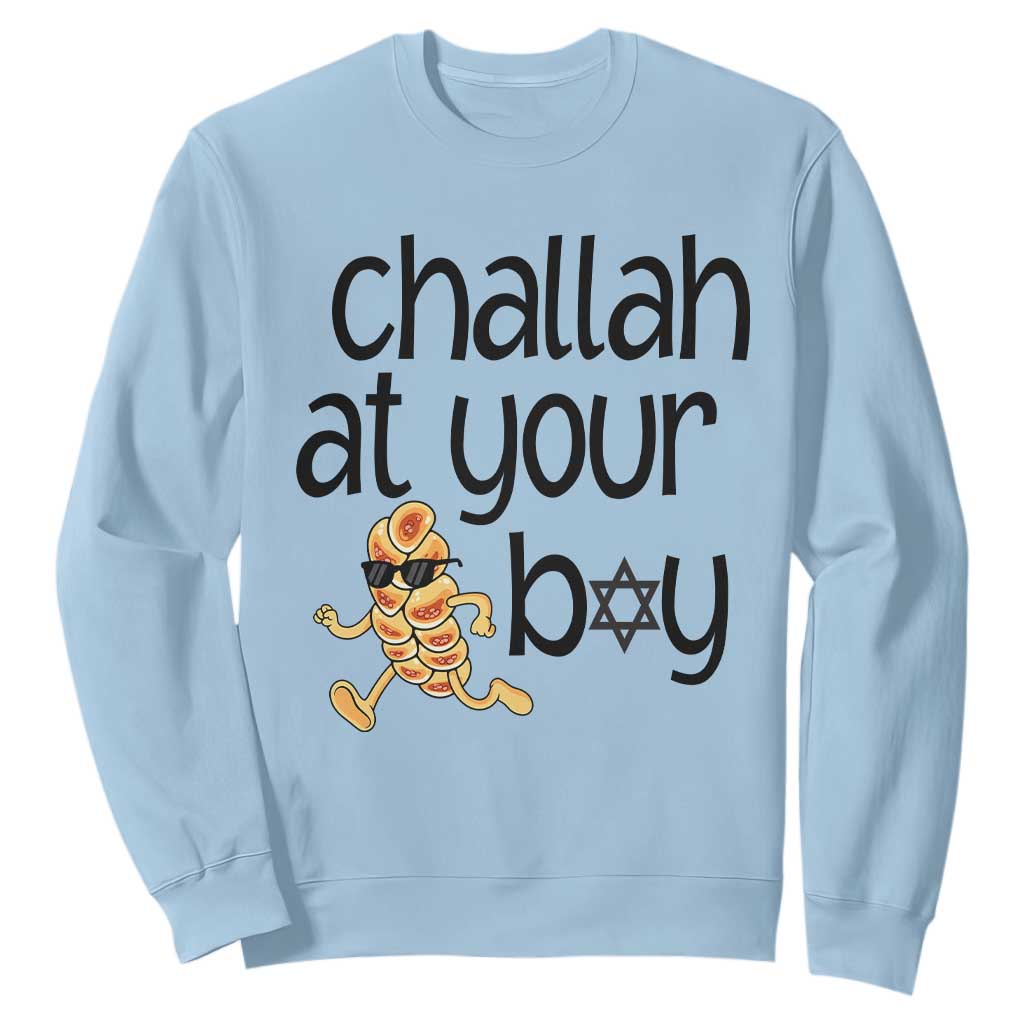 Festival Of Lights Gift Sweatshirt Hanukkah Challah At Ya Boy TS12 Light Blue Print Your Wear