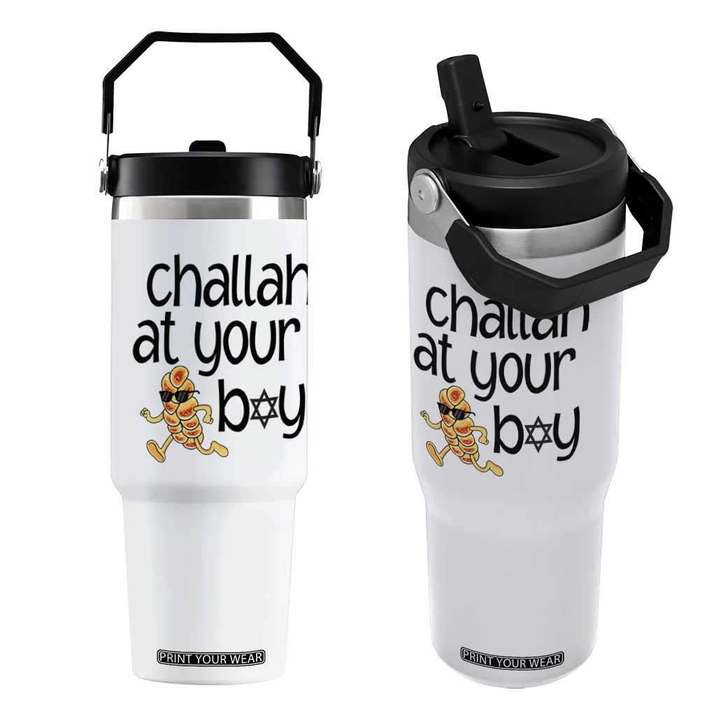 Festival Of Lights Gift Flip Straw Tumbler Hanukkah Challah At Ya Boy TS12 One Size: 30 oz White Print Your Wear