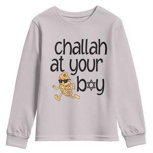 Festival Of Lights Gift Youth Sweatshirt Hanukkah Challah At Ya Boy TS12 Ice Gray Print Your Wear