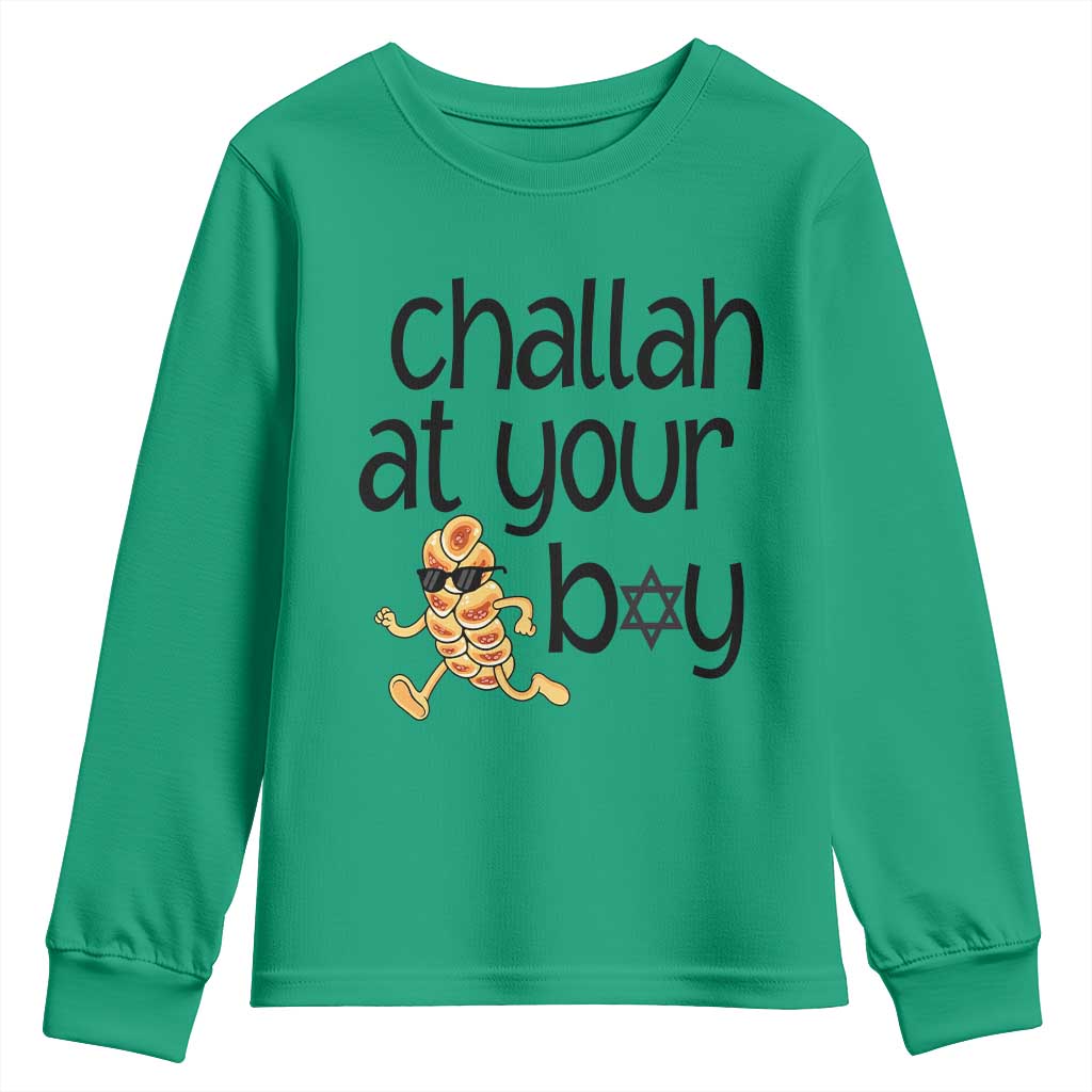 Festival Of Lights Gift Youth Sweatshirt Hanukkah Challah At Ya Boy TS12 Irish Green Print Your Wear