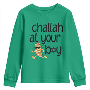 Festival Of Lights Gift Youth Sweatshirt Hanukkah Challah At Ya Boy TS12 Irish Green Print Your Wear