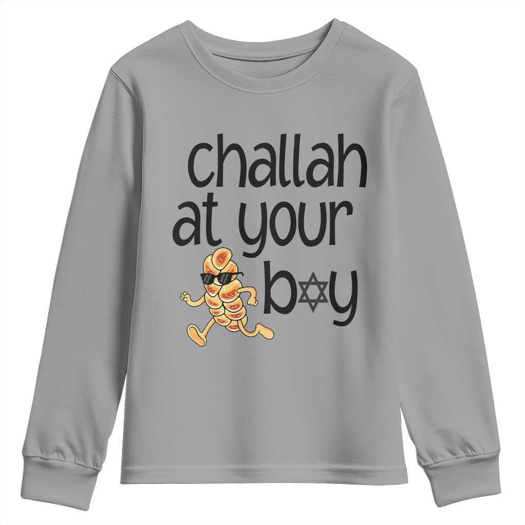Festival Of Lights Gift Youth Sweatshirt Hanukkah Challah At Ya Boy TS12 Sport Gray Print Your Wear