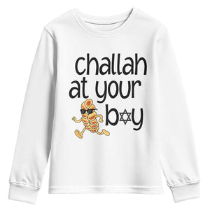 Festival Of Lights Gift Youth Sweatshirt Hanukkah Challah At Ya Boy TS12 White Print Your Wear